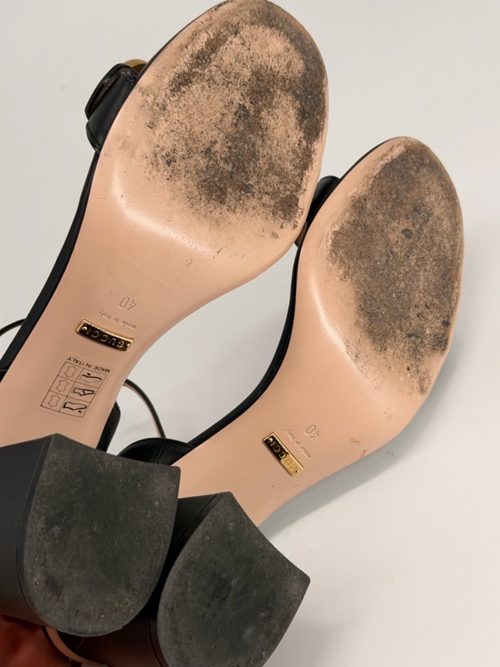 Gucci GG Marmont Leather Sandals Heels | Black in 40 - Picture 6 of 7